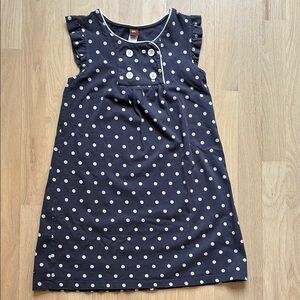 Tea Collection girls 100% cotton navy & white polkadot dress size 8